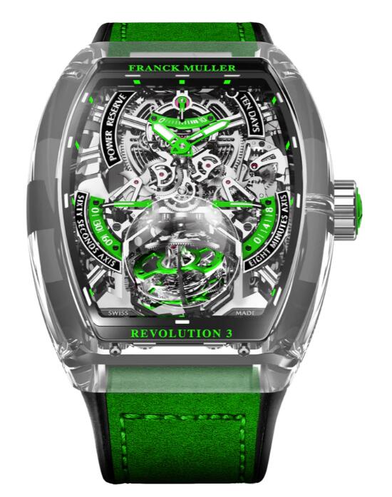 Franck Muller Vanguard Revolution 3 Skeleton Sapphire - Green Replica Watch V50 REV 3 PR SQT VR SAPHIRE